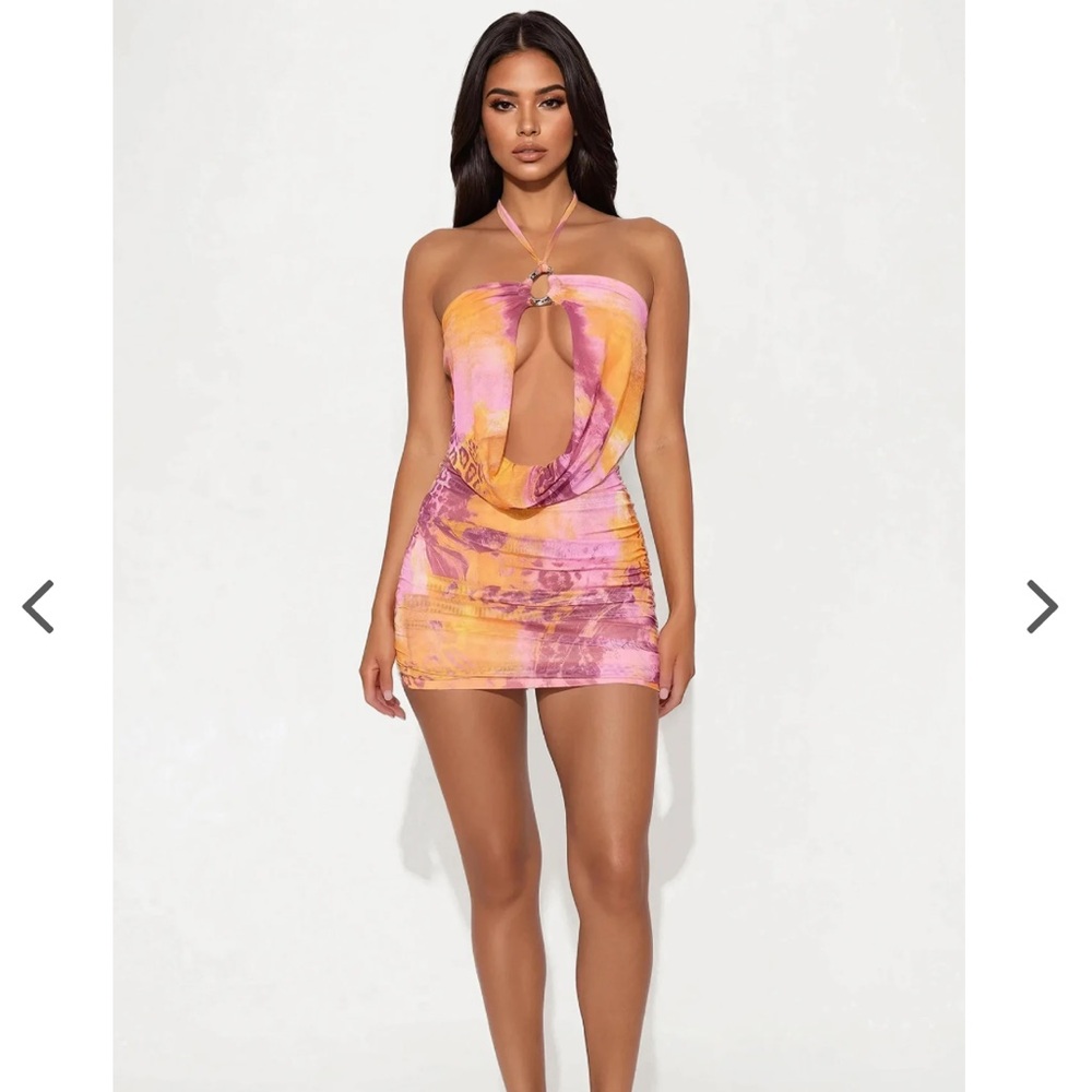 NWTS Good Sensation Mesh Halter Mini Dress